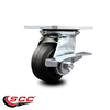 Service Caster 4 Inch Heavy Duty Rubber on Steel Caster with Ball Bearing and Brake SCC SCC-35S420-RSB-SLB